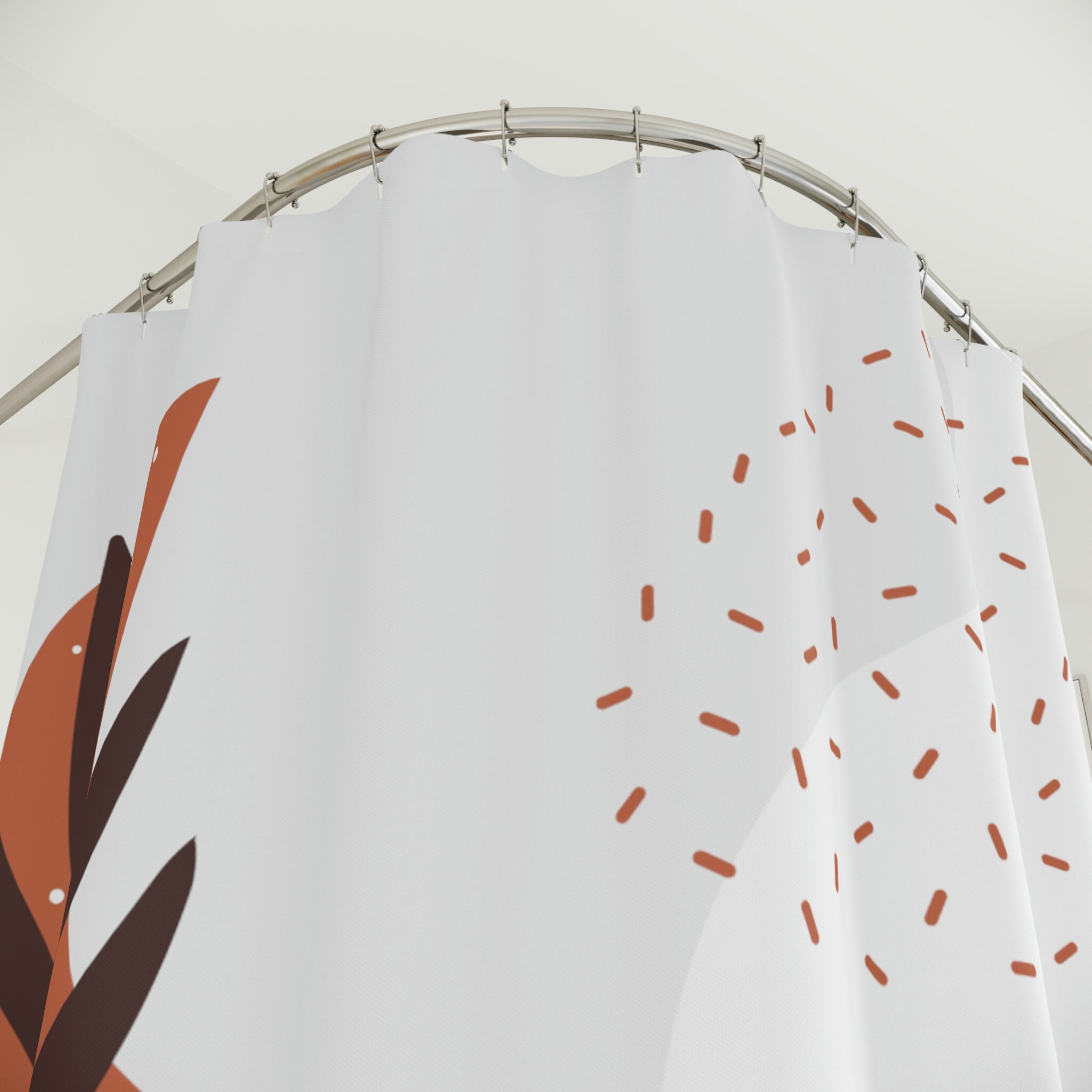 Bohemian Style Moon Phase Shower Curtain, Boho Chic Bathroom Decor