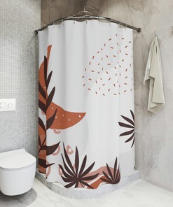 Bohemian Style Moon Phase Shower Curtain, Boho Chic Bathroom Decor