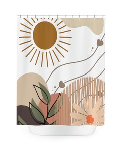 Bohemian Style Sunburst Shower Curtain, Boho Chic Bathroom Decor