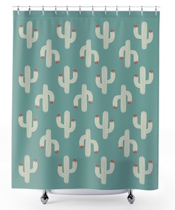 Bohemian Succulent Bath Curtain With Cacti Shower Curtain - Plant Lady Bath Decor And Cactus Lover Gift