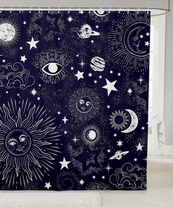Bohemian Sun And Moon Shower Curtain For Women'S Bathroom Decor.
