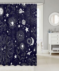 Bohemian Sun And Moon Shower Curtain For Women'S Bathroom Decor.