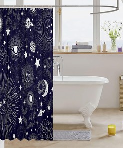 Bohemian Sun And Moon Shower Curtain For Women'S Bathroom Decor.