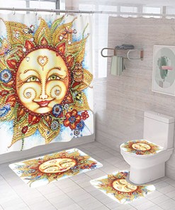Bohemian Sun Shower Curtain for Kids with Cute and Colorful Boho Bathroom Decor, Unique Cloth Fabric Design 