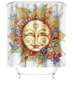 Bohemian Sun Shower Curtain for Kids with Cute and Colorful Boho Bathroom Decor, Unique Cloth Fabric Design
