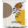 Bohemian Sun with Leaves Print Fabric Shower Curtain for a Nature themed Bathroom