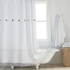Bohemian Tassel Shower Curtain - Minimalist Art Bathroom Decor with Button Detail