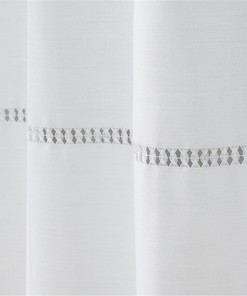 Bohemian Tassel Shower Curtain - Minimalist Art Bathroom Decor with Button Detail