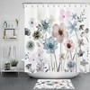 Bohemian Watercolor Botanical Leaf And Flower Print Shower Curtain For Bathroom Decor