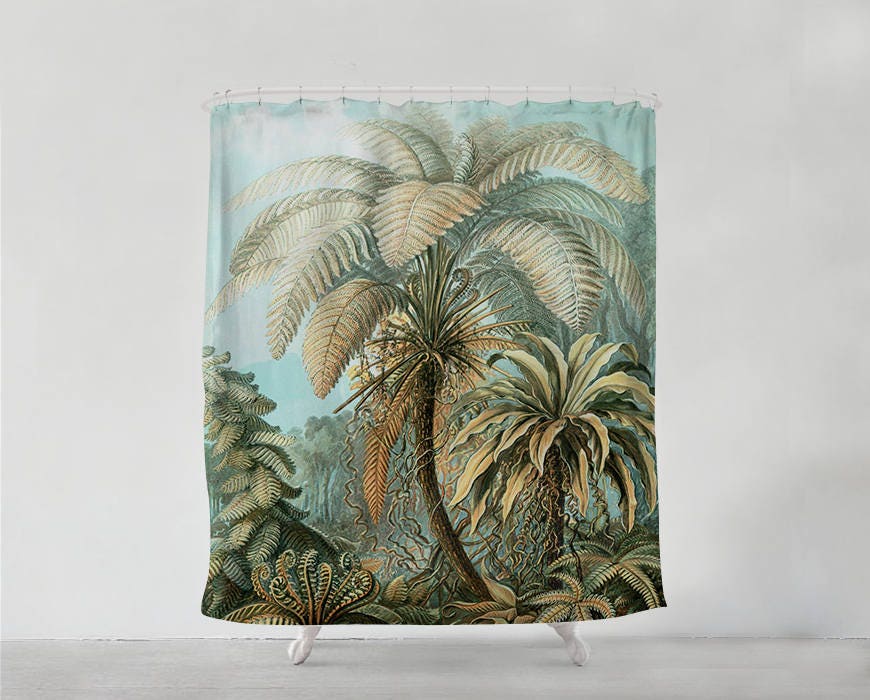 Bohemian-Inspired Tropical Jungle Shower Curtain for a Creative Bathroom Decor