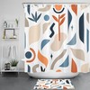 Boho Abstract Geometric And Plant Flower Print Shower Curtain For Bathroom