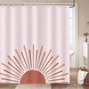 Boho Abstract Minimalist Sun Shower Curtain, Mid Century Modern Design, Waterproof Fabric For The Bathroom