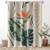 Boho Abstract Plant Palm Leaf Shower Curtain for Tropical Bathroom Decor