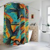 Boho Ai Art Cosmic Humming Birds Print Shower Curtain For Ethereal Bathroom Decor