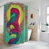Boho Ai Art Cosmic Peacock Print Shower Curtain For Eclectic Bathroom Decor