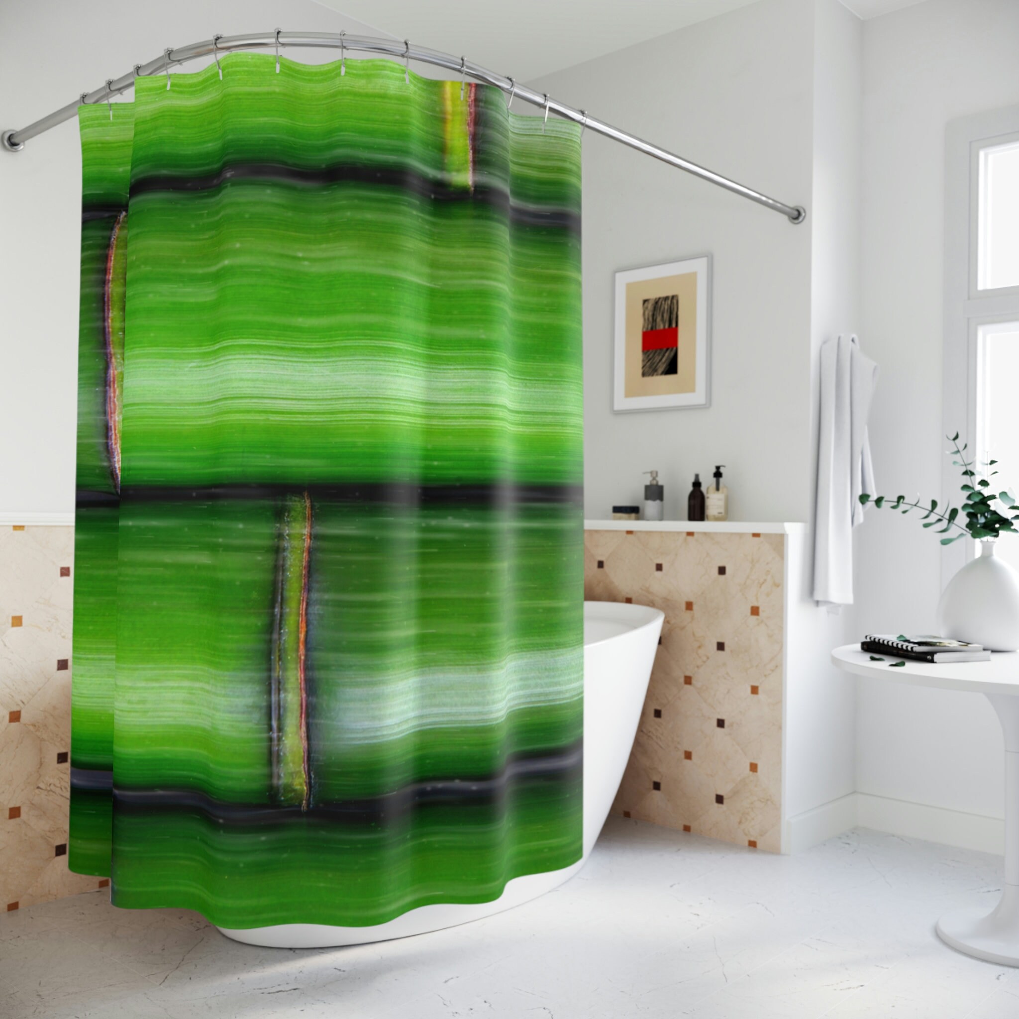 Boho Art Bamboo Shower Curtain For Bathroom Decor - Image 4