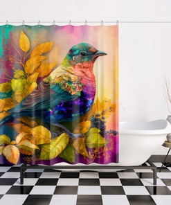 Boho Art Bird Shower Curtain For Modern Bathroom Decor