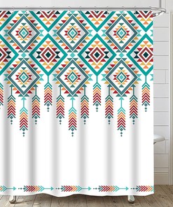 Boho Aztec Shower Curtain - Southwestern Native American Style For Retro Ethnic Bath Decor