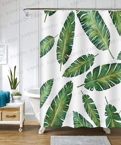 Boho Banana Leaf Tropical Palm Leaves Shower Curtain for Aesthetic Bathroom Decor