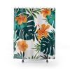Boho Bath Curtain With Hawaiian Botanical Patterns For Bathroom
