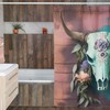 Boho Blue And Pink Cow Skull Shower Curtain For Bathroom Refresh Gifts