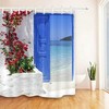 Boho Blue Green Floral Dandelion Shower Curtain, Chic Flower Bathroom Decor, Housewarming Gift
