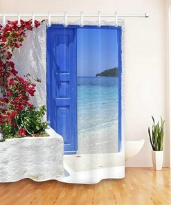 Boho Blue Green Floral Dandelion Shower Curtain, Chic Flower Bathroom Decor, Housewarming Gift