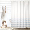 Boho Blue Tassel Shower Curtain For Bathroom Decor, Water Repellent - Folkulture