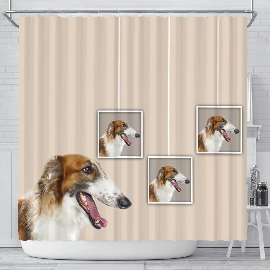 Boho Borzoi Dog Print Shower Curtain - A Quirky And Cute Addition To Your Bathroom