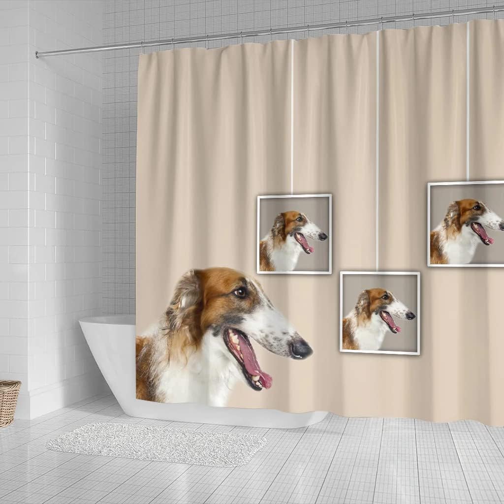 Boho Borzoi Dog Print Shower Curtain - A Quirky And Cute Addition To Your Bathroom - Image 2