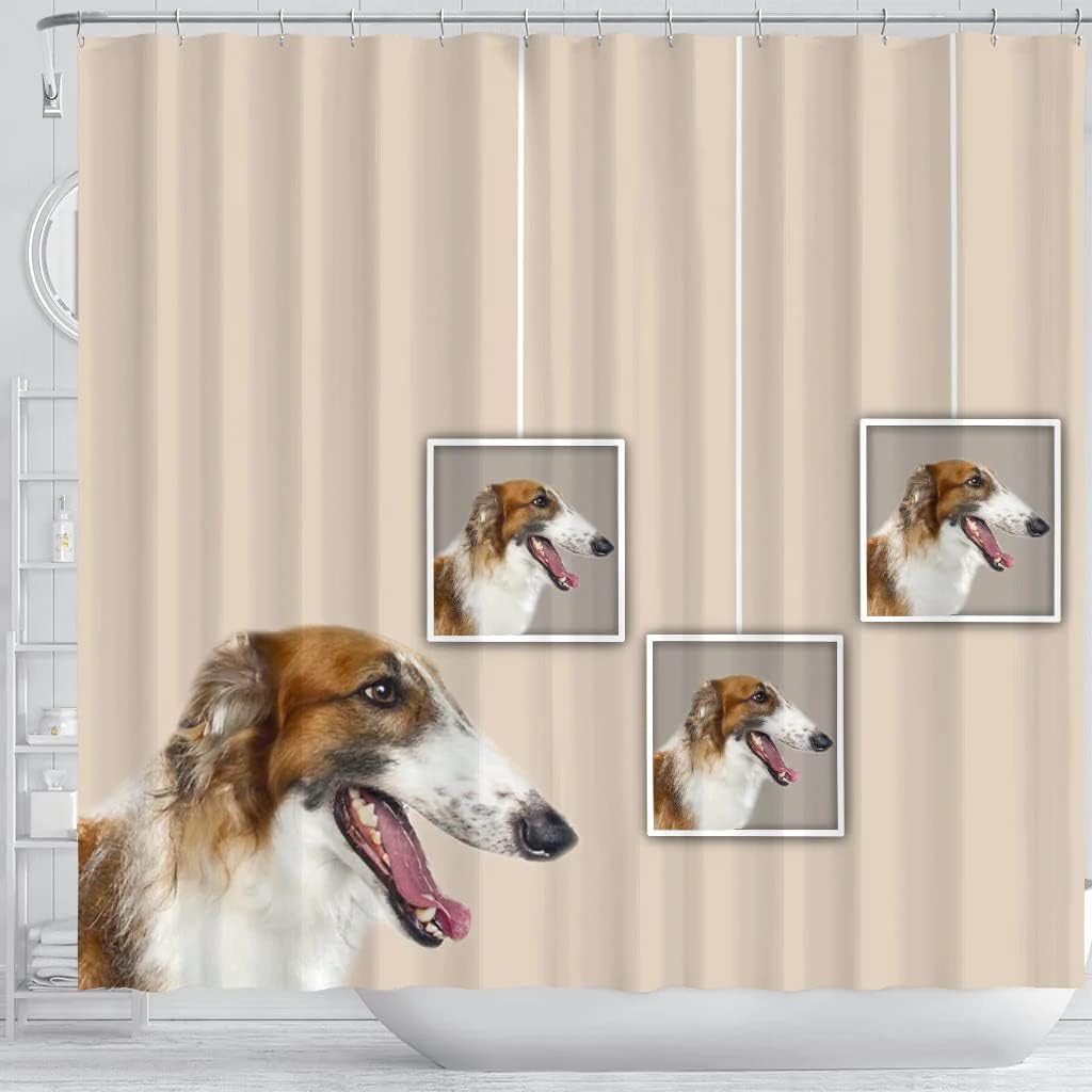 Boho Borzoi Dog Print Shower Curtain - A Quirky And Cute Addition To Your Bathroom - Image 3