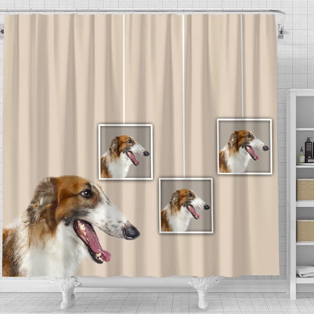 Boho Borzoi Dog Print Shower Curtain - A Quirky And Cute Addition To Your Bathroom - Image 4