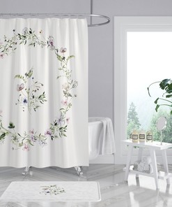 Boho Botanical French Shower Curtain With White Springtime Flowers - Add French Country Charm To Your Decor