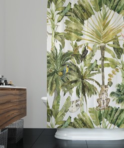 Boho Botanical Leopard in Jungle Plant Shower Curtain