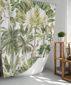 Boho Botanical Leopard in Jungle Plant Shower Curtain