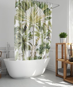 Boho Botanical Leopard in Jungle Plant Shower Curtain