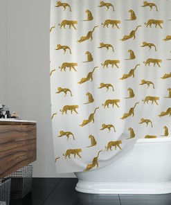 Boho Botanical Leopards Shower Curtain for Bathroom Decor 