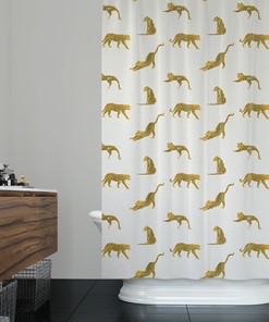 Boho Botanical Leopards Shower Curtain for Bathroom Decor