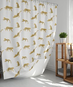 Boho Botanical Leopards Shower Curtain for Bathroom Decor