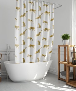 Boho Botanical Leopards Shower Curtain for Bathroom Decor