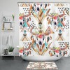 Boho Bull Skull Geometric Pattern Printed Shower Curtain For Bathroom Decor