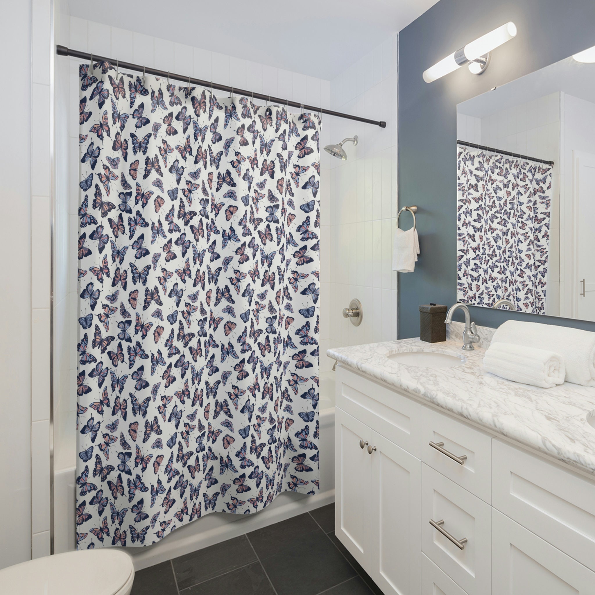Boho Butterfly Shower Curtain - Colorful And Unique Bathroom Decor For Kids And Butterfly Lovers - Image 2