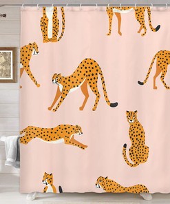 Boho Cheetah Fabric Shower Curtain, Fashionable Bathroom Decor