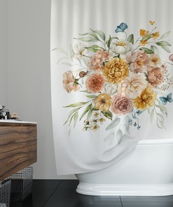 Boho Chic Large Flower Shower Curtain for Romantic Bathroom Decor