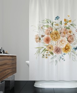 Boho Chic Large Flower Shower Curtain for Romantic Bathroom Decor