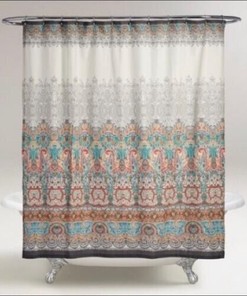 Boho Chic Pasha Print Shower CurtainWorld Market Fabric Grommet Panel for Womens Bathroom Decor