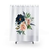 Boho Chic Shower Curtain With A Beautiful Navy Blush Ivory Flower Design - Perfect For Your Bathroom