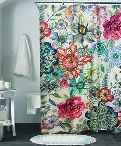 Boho Chic Water Color Flowers Shower Curtain For A Unique Bathroom
