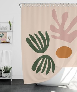 Boho Cut-Out Decor: Add A Quirky Touch To Your Bathroom With Green Palm Print Shower Curtain