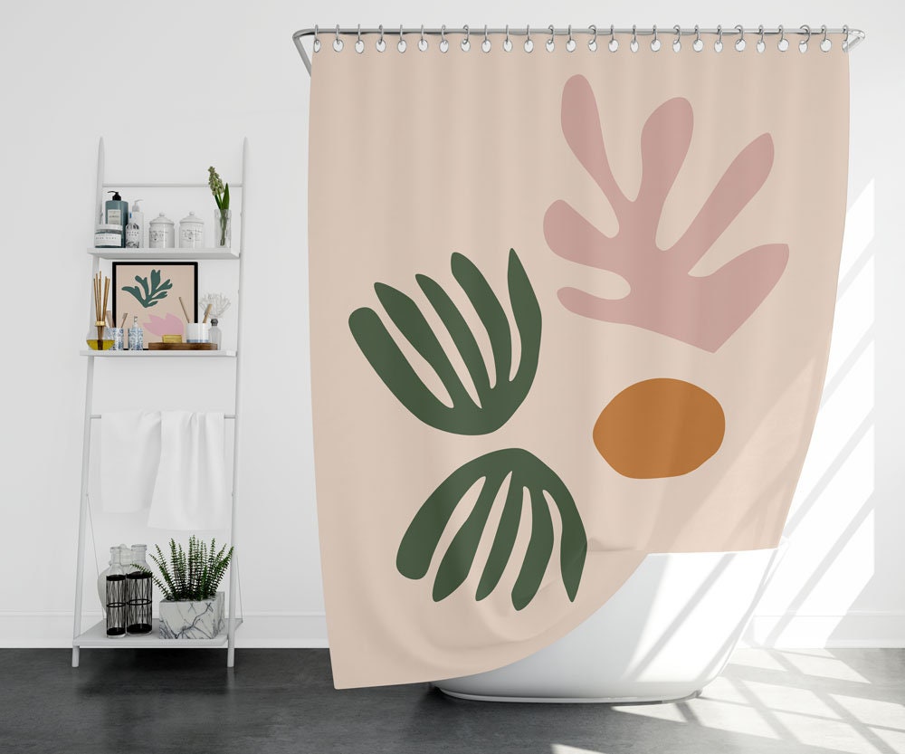 Boho Cut-Out Decor: Add A Quirky Touch To Your Bathroom With Green Palm Print Shower Curtain